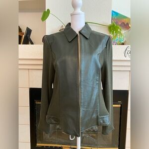 Terry Lewis Classic Luxuries Women's Leather/Sweater Jacket, Dark Green, Size S